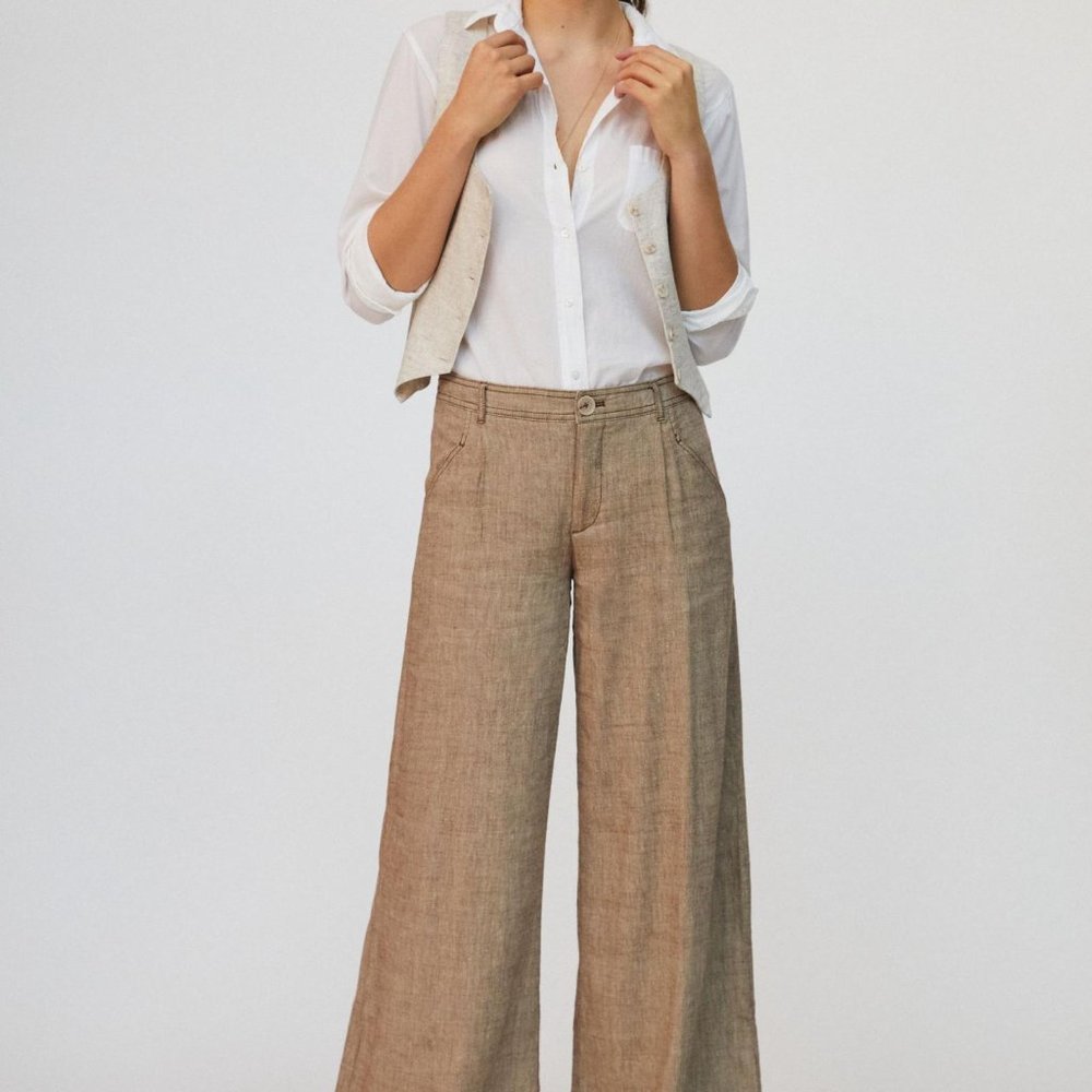 Anthropologie Wide-Leg Trousers in Tan - Picture 1 of 10